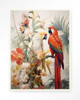Urban Cotton Wandkleed 'Lovebirds' 145 x 190cm in Floating Frame - off white