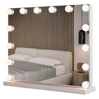 Cosmetische Spiegel met Verlichting Hollywood Make-Upspiegel met 14 Led-Lampen en 5x Vergroting met 3 Kleurmodi Wit