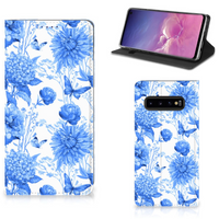 Smart Cover voor Samsung Galaxy S10 Flowers Blue - thumbnail