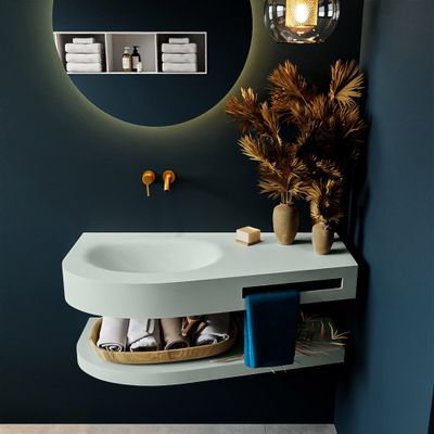 MONDIAZ RIVA 100cm Wastafel met planchet kleur Greey. Wastafel DULCET links 0 kraangaten kleur Greey. MONDIAZ RIVA 100cm Wastafel met planchet kleur Greey. Wastafel DULCET links 0 kraangaten kleur Greey.