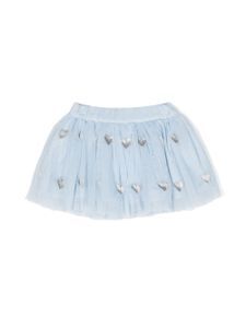 Stella McCartney Kids jupe en tulle à broderies cœur - Bleu