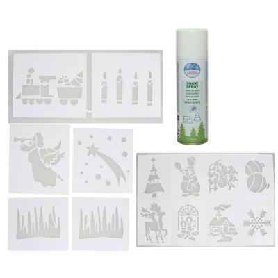 Kerst sfeer raamsjablonen met spuitsneeuw - Mix van 14x stuks - 32 x 28 cm - raamdecoratie
