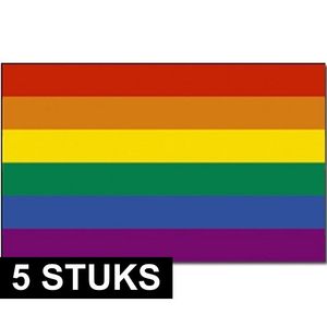 5x Regenboog vlaggen 90 x 150 cm