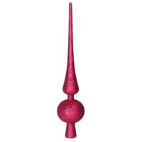 Kerstboom piek - fuchsia roze - 29,5 cm - kunststof - glitter -kerstpiek