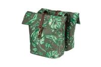 Basil ever-green dubbele fietstas, gerecycled pet, waterkerende vouwsluiting, vegan leather, 28-32l, thyme groen