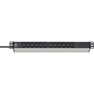 Brennenstuhl 1390007112 Alu-Line 19" stekkerdoos voor schakelkast 12-voudig 2m H05VV-F 3G1,0