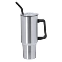 Warmhoudbeker/thermosbeker STANFORD - XXL drinkbeker/tumbler - RVS - zilver - 1200 ml Warmhoudbeker/thermosbeker STANFORD - XXL drinkbeker/tumbler - RVS - zilver - 1200 ml