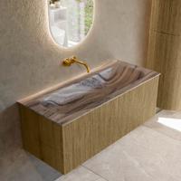 Badmeubel Mondiaz Kurve-Dlux | 110 cm | Meubelkleur Dusk | Wastafelkleur Sombra | Solid surface | Wasbak midden spoelbak | Zonder kraangat(en)