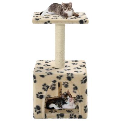 VidaXL Kattenkrabpaal met sisal krabpaal 55 cm pootafdrukken beige