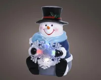 Lumineo LED kerstfiguur polyresin sneeuwpop blauw 15,5cm, multicolor