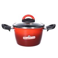 Rvs rode kookpan/pan met glazen deksel 16 cm 3 liter