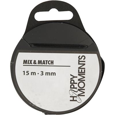 Creativ Company Satijnlint, b: 3 mm, zwart, 15 m/ 1 rol