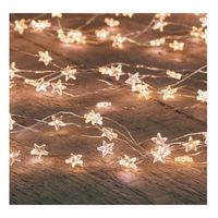 Zilveren kerstverlichting sterren met timer warm wit 1 meter - thumbnail