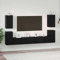 Tv-meubelset met plank Anders met opslag met de deur 7 pcs Zwart eiken Bewerkt hout