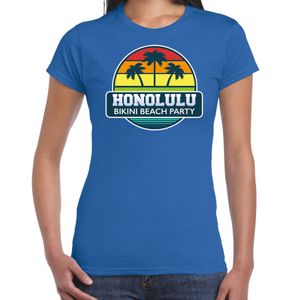 Honolulu zomer t-shirt / shirt Honolulu bikini beach party blauw voor dames