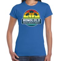 Honolulu zomer t-shirt / shirt Honolulu bikini beach party blauw voor dames