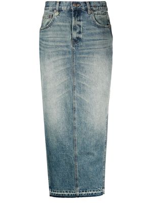 R13 jupe mi-longue en jean à fente latérale - Bleu