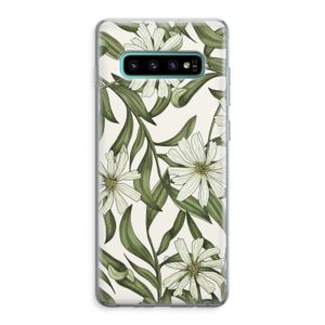 Wit bloemenpatroon: Samsung Galaxy S10 Plus Transparant Hoesje