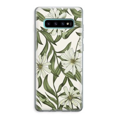 Wit bloemenpatroon: Samsung Galaxy S10 Plus Transparant Hoesje