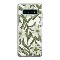 Wit bloemenpatroon: Samsung Galaxy S10 Plus Transparant Hoesje