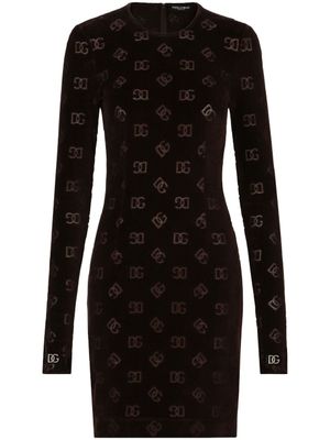Dolce & Gabbana robe courte à motif monogrammé en jacquard - Noir
