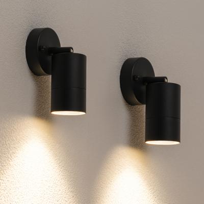 HOFTRONIC™ set van 2 Lago kantelbare wandlampen - Dimbaar - IP44 - Incl. 4000K neutraal wit GU10 spotje - 5 Watt 400 lumen - Spotlight voor binnen en buiten - Geschikt als wandspot en plafondspot - Zwart
