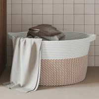VidaXL Opbergmand ø 40x25 cm katoen bruin en wit VidaXL Opbergmand ø 40x25 cm katoen bruin en wit