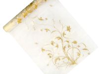Vanille Creme Organza op Rol Gouden Bloemen (9m x 0.36m) Vanille Creme Organza op Rol Gouden Bloemen (9m x 0.36m)