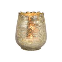 Glazen design windlicht/kaarsenhouder champagne goud 8 x 9 x 8 cm