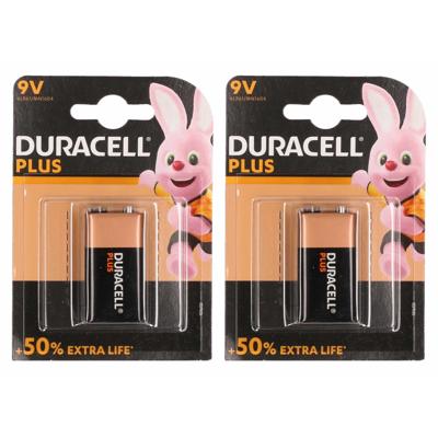 Duracell batterij - 2x - 9 volt blok - batterijen - high energy / 9V blokken