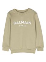 Balmain Kids sweat en coton à logo brodé - Vert - thumbnail