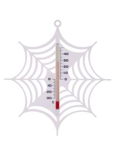 Muurthermometer kunststof wit spinnenweb 15x14x0,3 cm - Nature