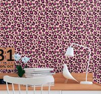 Wandbekleding Roze en zwarte klassieke leopardo-imitatie