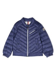 Moncler Enfant veste matelassée à patch logo - Bleu