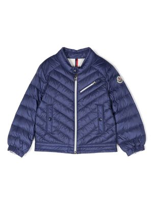 Moncler Enfant veste matelassée à patch logo - Bleu