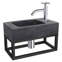 Differnz fonteinset bombai black - natuursteen - kraan kruis - met handdoekrek - 40 x 22 x 9 cm - chroom Differnz fonteinset bombai black - natuursteen - kraan kruis - met handdoekrek - 40 x 22 x 9 cm - chroom