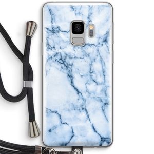 Blauw marmer: Samsung Galaxy S9 Transparant Hoesje met koord