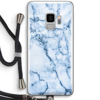 Blauw marmer: Samsung Galaxy S9 Transparant Hoesje met koord