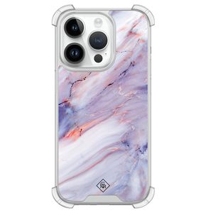 iPhone 14 Pro siliconen shockproof hoesje - Marmer paars