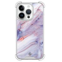 iPhone 14 Pro siliconen shockproof hoesje - Marmer paars
