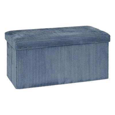 Hocker / Poef Essestial Ribcord - opvouwbaar - blauw - MDF/polyester - 76 x 38 cm - 2 persoons