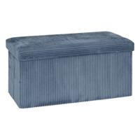 Hocker / Poef Essestial Ribcord - opvouwbaar - blauw - MDF/polyester - 76 x 38 cm - 2 persoons