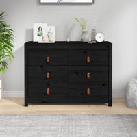 Dressoir 100x40x72 cm massief grenenhout zwart - thumbnail