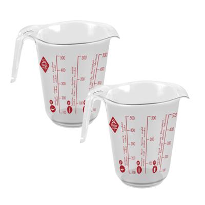 Hega Hogar Maatbeker met schenktuit - 2x - 0,5L - kunststof - met maat