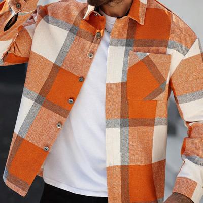 Bon&Bon Men's Plaid Print Tweed Overshirt - Casual Flap Pocket Jacket Multicolor-4 / S