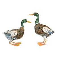 A PAIR OF METAL WILD DUCKS A PAIR OF METAL WILD DUCKS