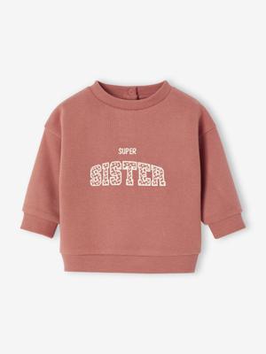 Baby sweater met bedrukte boodschap oudroze