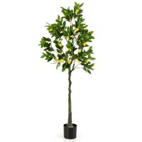 Kunstmatige Citroenboom 160cm Hoge Kunstmatige Citroenfruitplant Cementpot Groene Potplant voor Thuis Woonkamer