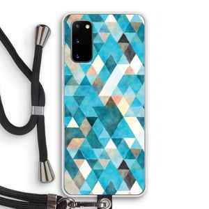 Gekleurde driehoekjes blauw: Samsung Galaxy S20 Transparant Hoesje met koord