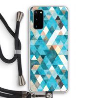 Gekleurde driehoekjes blauw: Samsung Galaxy S20 Transparant Hoesje met koord